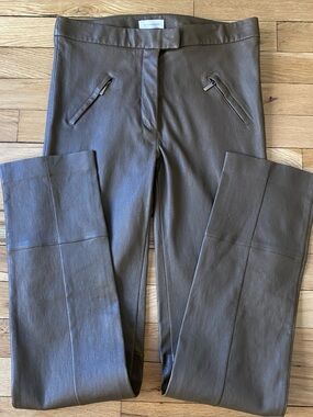 Maison Ullens Lamb Leather Pants Olive Brown Straight Leg Size 40